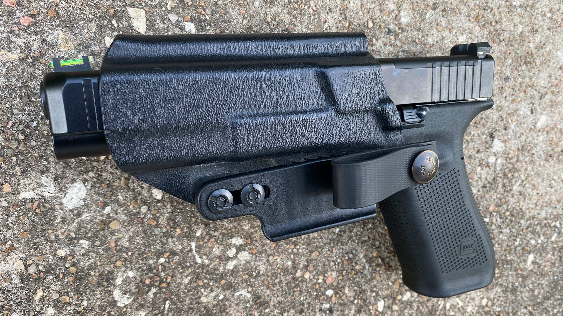 XS fiber-optic kit in Glock pistol (holstered)