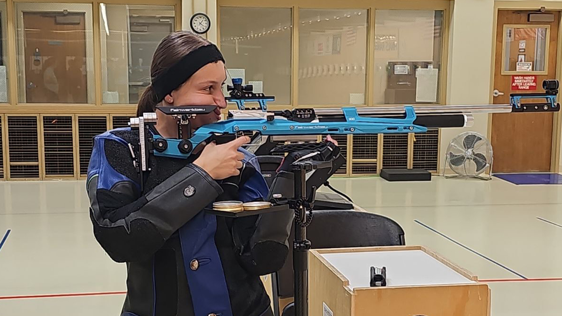 Elisa Boozer training with rifle