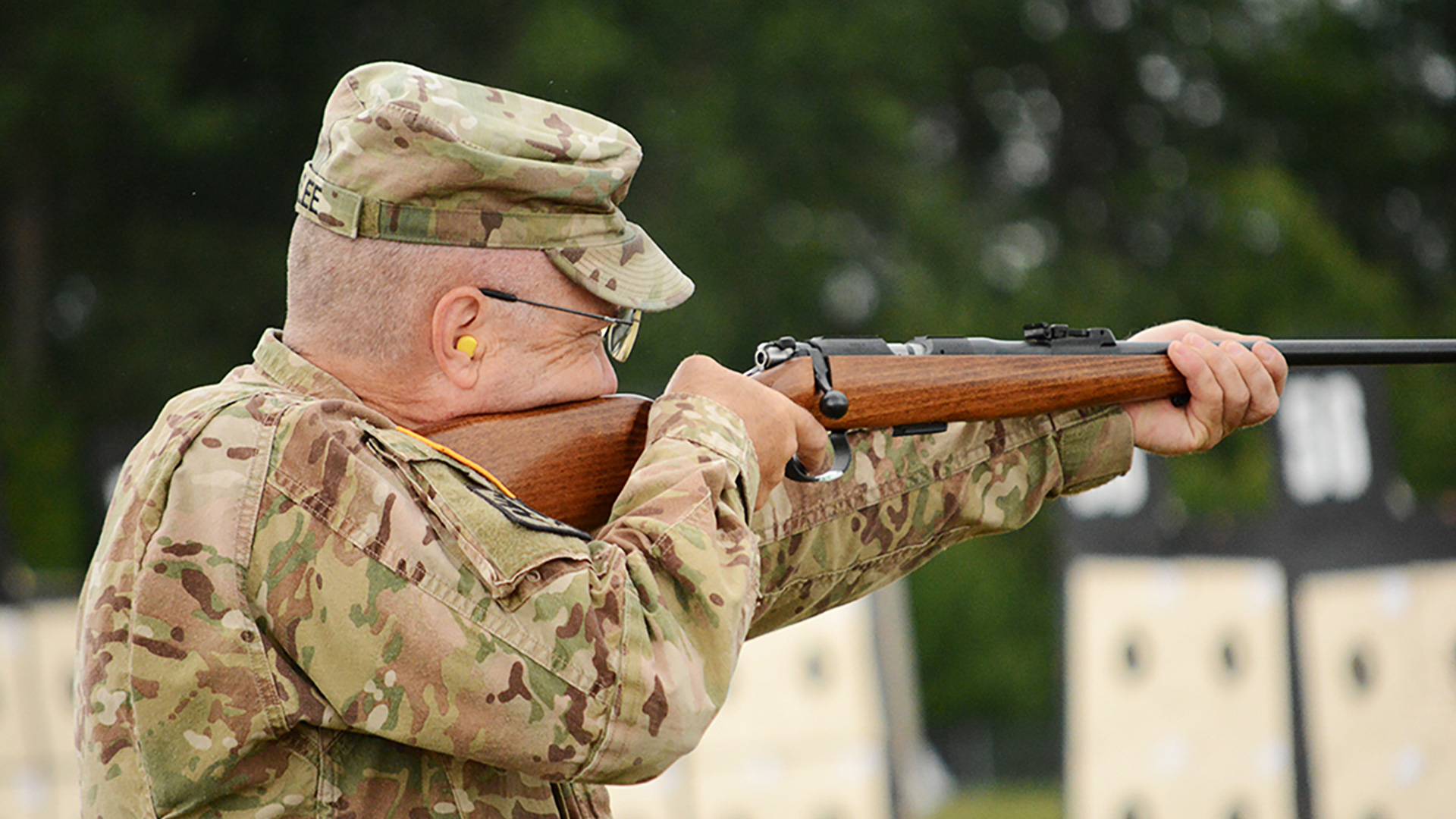 Command Sgt. Major Slee with rimfire rifle