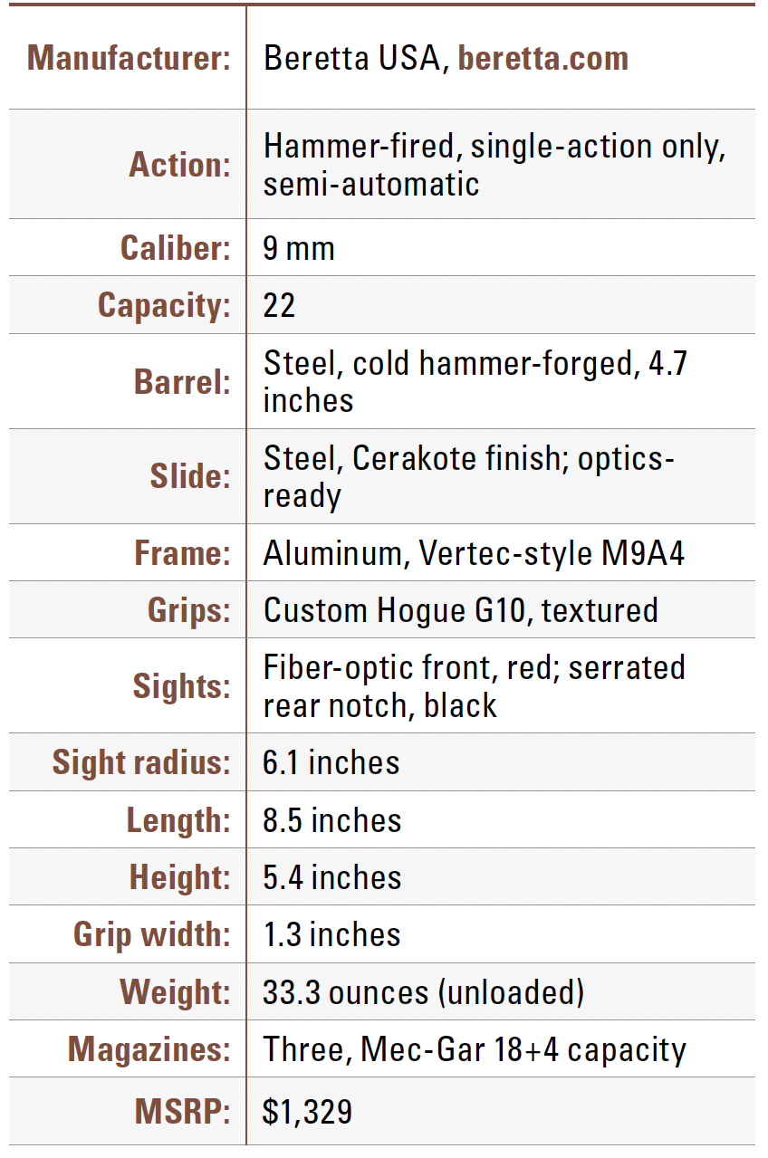 Beretta 92XI Squalo specifications