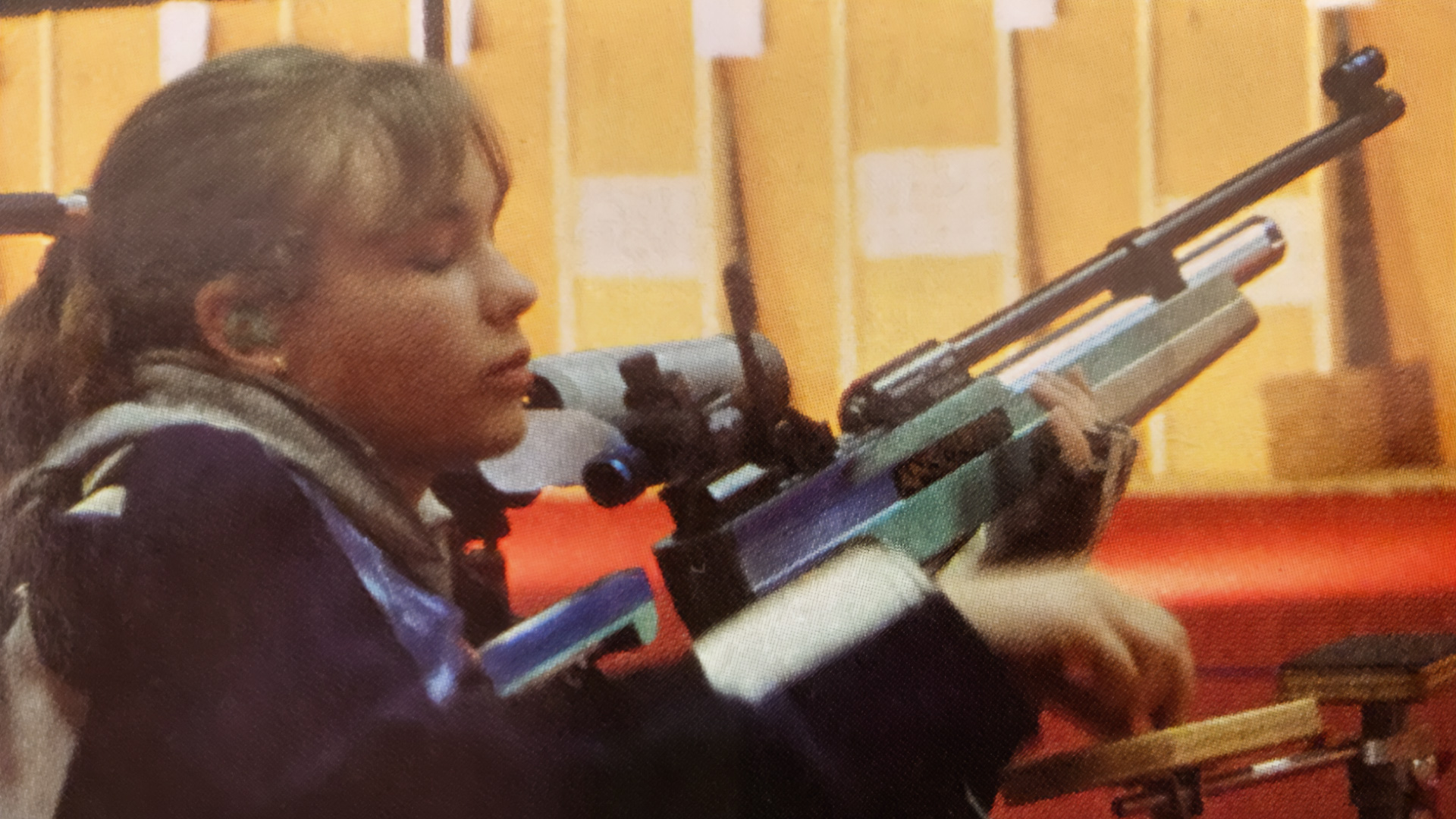 Leslie Angeli with air gun