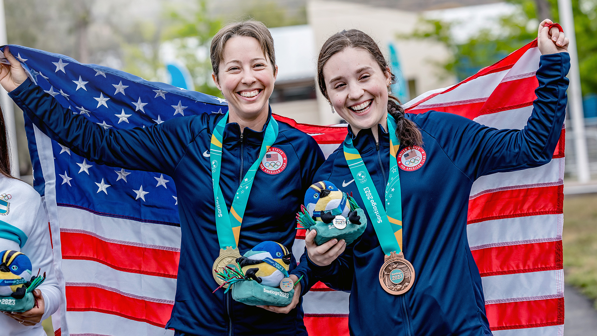 Sagen Maddalena and Mary Tucker with medals